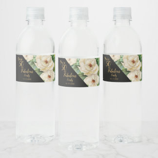 Étiquette Pour Bouteilles D'eau Elégant 50 Et Fabuleux Black Gold Anniversaire Flo