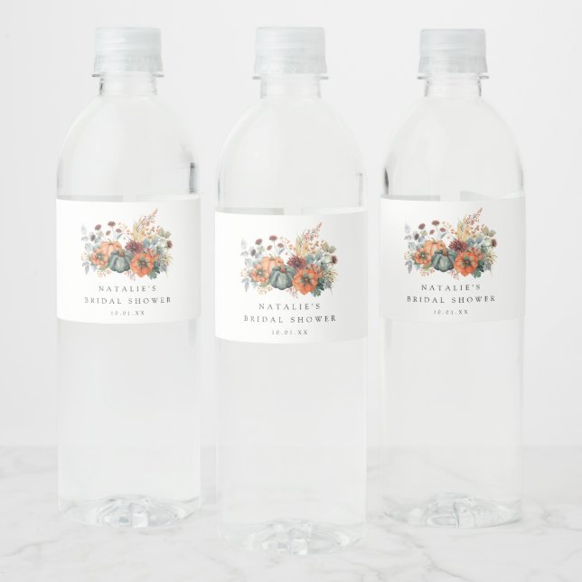 Étiquette Pour Bouteilles D'eau Élégant Baby Shower de Mariage d'Automne (Bouteilles)