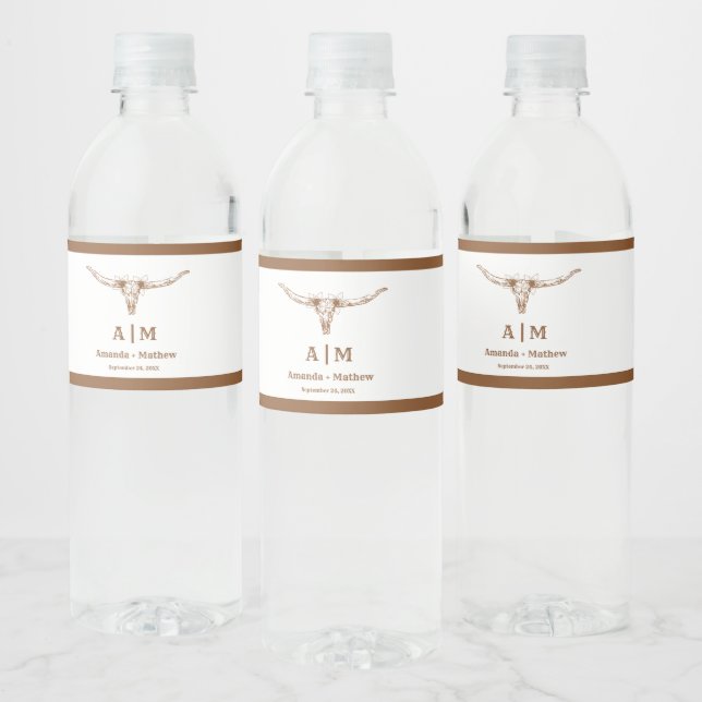 Étiquette Pour Bouteilles D'eau Élégant Boho Western Cowboy Mariage (Bouteilles)