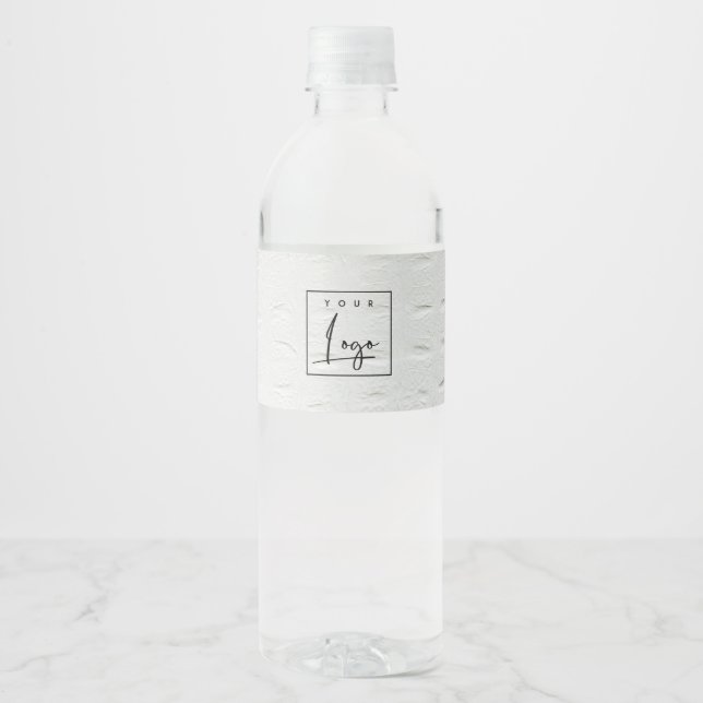 Étiquette Pour Bouteilles D'eau Elégant Classy Simple Ivory Blanc Cuir Texture (Devant)