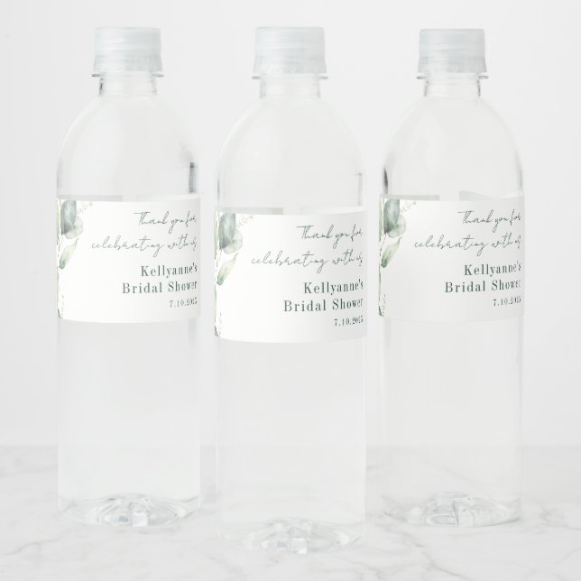Étiquette Pour Bouteilles D'eau Élégant Eau-forte Eucalyptus Fête de Mariage Perso (Bouteilles)