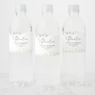 Étiquette Pour Bouteilles D'eau Élégant Fleur sauvage de prairie d'été