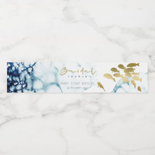 ÉTIQUETTE POUR BOUTEILLES D'EAU ELÉGANT GOLD NAVY SOUS-MARINE FÊTE DES MARIÉES POI