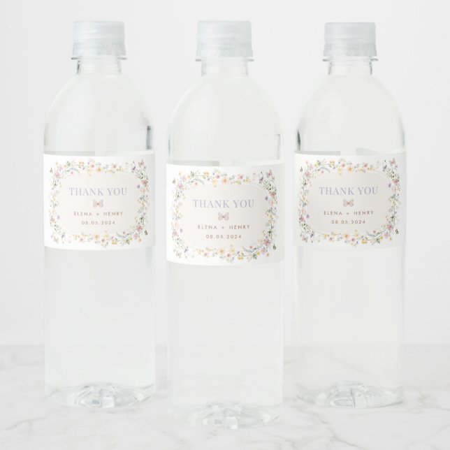 Étiquette Pour Bouteilles D'eau Elégant Jardin Fleur sauvage Fairytale Mariage Fav (Bouteilles)