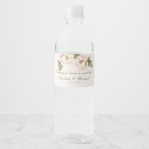 Étiquette Pour Bouteilles D'eau Élégant Mariage floral de pivoine rose