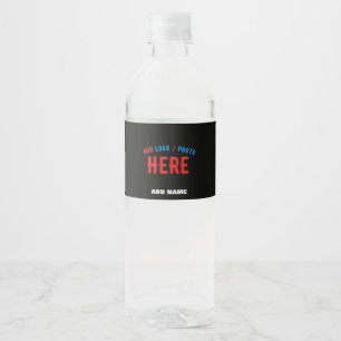 ÉTIQUETTE POUR BOUTEILLES D'EAU ÉLÉGANT MODERNE PERSONNALISABLE NOIR MARQUE VERIFI
