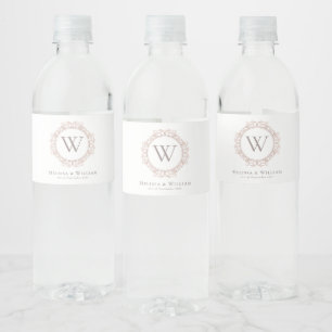 Étiquette Pour Bouteilles D'eau Élégant Monogram Classic Mariage