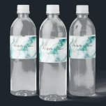 Étiquette Pour Bouteilles D'eau Elégant Peacock Green Marble Mariage<br><div class="desc">Elégant Peacock Green Marble Mariage bouteille d'eau Étiquettes</div>