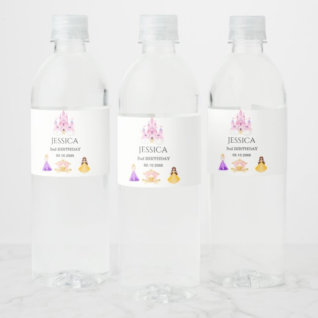 Étiquette Pour Bouteilles D'eau Elegant Princess Birthday Celebration (Bouteilles)