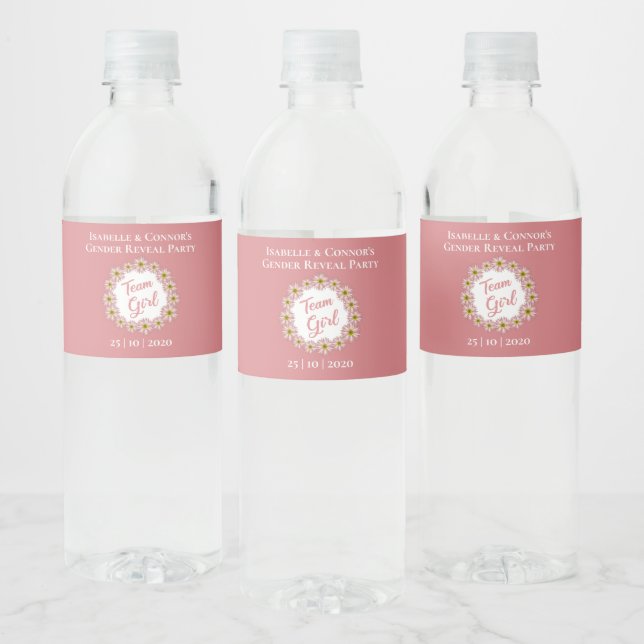 Étiquette Pour Bouteilles D'eau Elegant Rose Team Girl Floral Genre Revevela Party (Bouteilles)