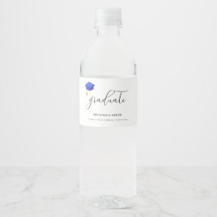 Étiquette Pour Bouteilles D'eau Élégant Script Lycée Diplômé