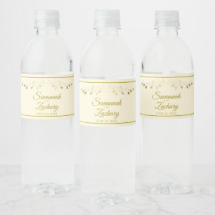 Étiquette Pour Bouteilles D'eau Élégant Vintage Floral Gold Flourish Mariage