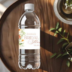 Étiquette Pour Bouteilles D'eau Élégante douche de mariée florale aux agrumes