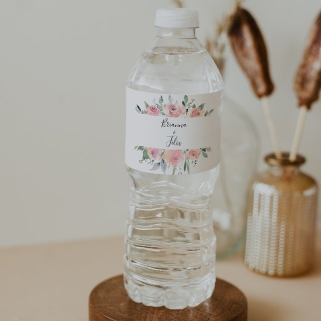 Étiquette Pour Bouteilles D'eau Elégante eau Mariage rose-bleu (Créateur téléchargé)