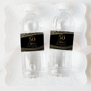 Étiquette Pour Bouteilles D'eau Élégante Fête d'anniversaire de 50 ans en Agate No