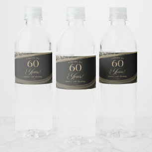 Étiquette Pour Bouteilles D'eau Élégante Fête d'anniversaire de 60 ans en Agate No