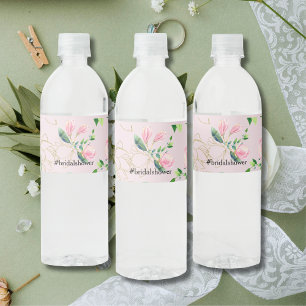 Étiquette Pour Bouteilles D'eau Elégante Fête des mariées couleur rose Magnolia
