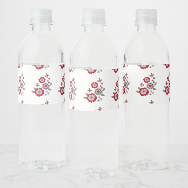Étiquette Pour Bouteilles D'eau Élégante Fleur Chic Moderne (Bouteilles)