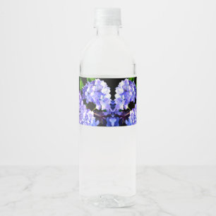 Étiquette Pour Bouteilles D'eau Elégante hydrangée violette fleurie bleu pourpre