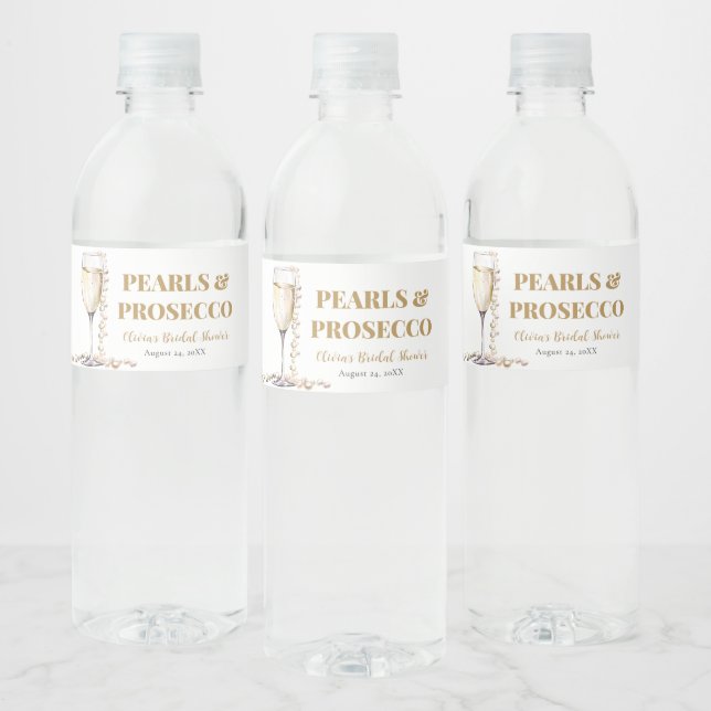 Étiquette Pour Bouteilles D'eau Elégante perles d'or et Fête des mariées de poursu (Bouteilles)