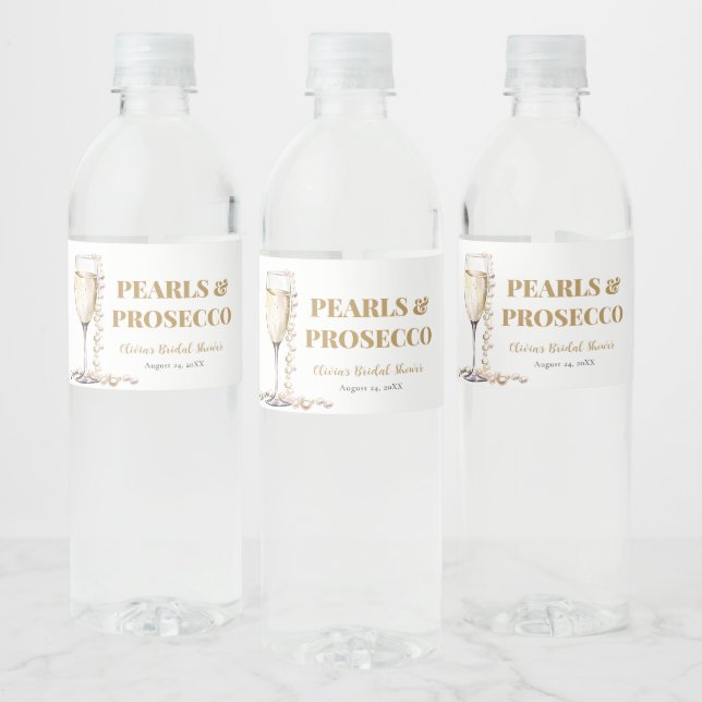 Étiquette Pour Bouteilles D'eau Elégante perles d'or et Fête des mariées de poursu (Bouteilles)