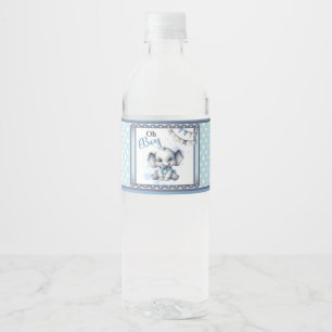 Étiquette Pour Bouteilles D'eau Eléphant bleu Cutie - Petite cacahuète
