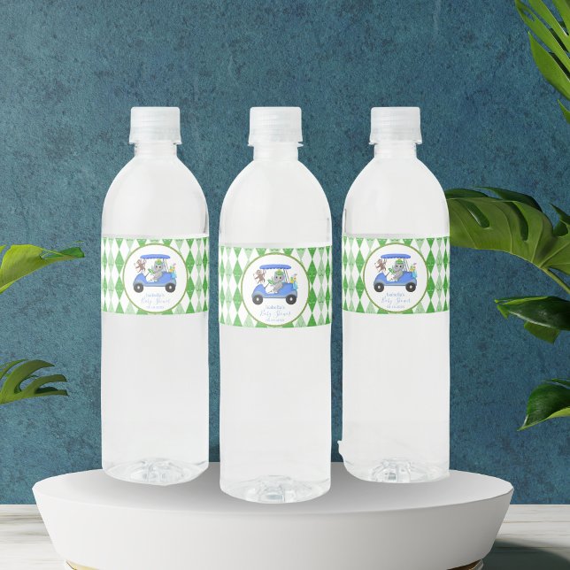 Étiquette Pour Bouteilles D'eau Éléphant et Singe Garçon Bébé Golf (Refresh your guest with this adorable golf themed label for your water bottles!)