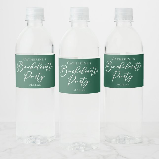 Étiquette Pour Bouteilles D'eau Emerald Green Bachelorette Party Personalized (Bouteilles)