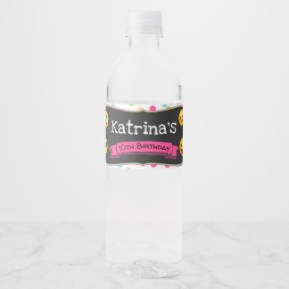 Étiquette Pour Bouteilles D'eau Emoji Bouteille d'eau Étiquette Polka Dot Annivers