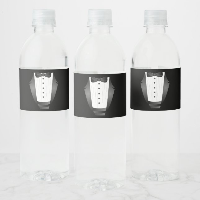 Étiquette Pour Bouteilles D'eau Équipe de garçons d'honneur Marié smoking noir Ent (Bouteilles)