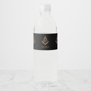 Étiquette Pour Bouteilles D'eau Esprit maçonnique (or)