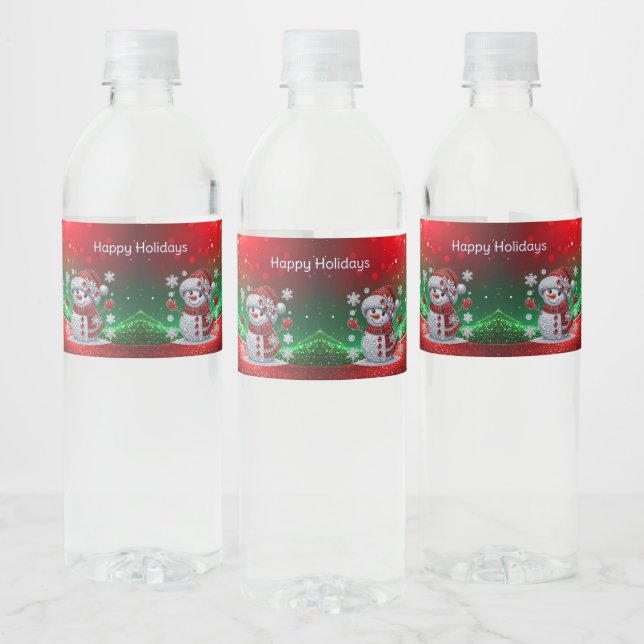 Étiquette Pour Bouteilles D'eau Étiquette de bouteille d'eau bonhomme de neige Str (Bouteilles)