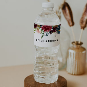 Étiquette Pour Bouteilles D'eau Étiquette de bouteille d'eau bordeaux éclatante ru