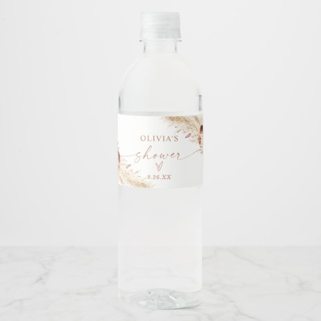Étiquette Pour Bouteilles D'eau Étiquette de bouteille d'eau de douche Boho | Herb (Devant)