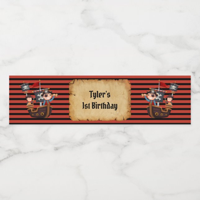 Étiquette Pour Bouteilles D'eau Étiquette de bouteille d'eau de la fête pirate (Étiquettes simples)