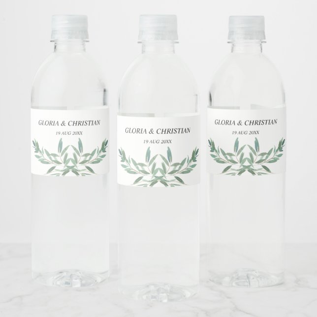 Étiquette Pour Bouteilles D'eau Étiquette de bouteille d'eau de mariage à feuillag (Bouteilles)