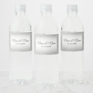 Étiquette Pour Bouteilles D'eau Étiquette de bouteille d'eau décorative argentée