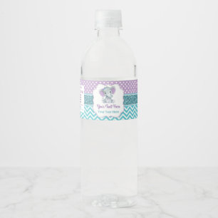 Étiquette Pour Bouteilles D'eau Étiquette de bouteille d'eau d'éléphant Turquoise