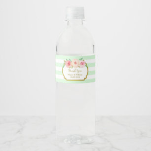 Étiquette Pour Bouteilles D'eau Étiquette de bouteille d'eau d'or fleuri à la ment