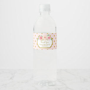 Étiquette Pour Bouteilles D'eau Étiquette de bouteille d'eau fleurie avec points d