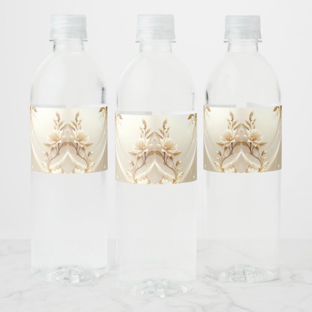 Étiquette Pour Bouteilles D'eau Étiquette de bouteille d'eau Fleurs Blanches et Do (Bouteilles)