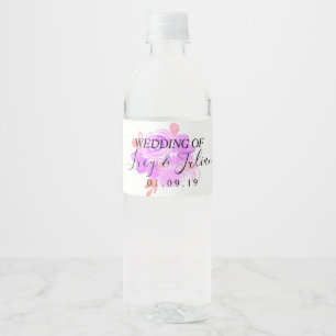 Étiquette Pour Bouteilles D'eau Étiquette de bouteille d'eau florale aquarelle ros