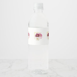 Étiquette Pour Bouteilles D'eau Étiquette de bouteille d'eau florale élégante pour