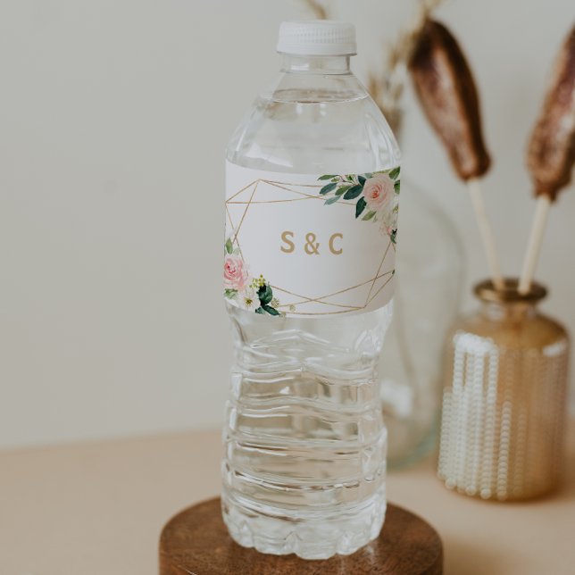 Étiquette Pour Bouteilles D'eau Étiquette de bouteille d'eau géométrique verte et  (Créateur téléchargé)