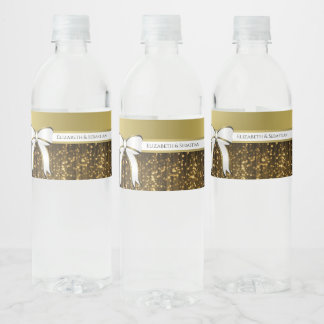 Étiquette Pour Bouteilles D'eau Étiquette de bouteille d'eau Mariage blanc et or