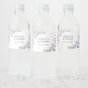 Étiquette Pour Bouteilles D'eau Étiquette de bouteille d'eau Mariage chic Lavender