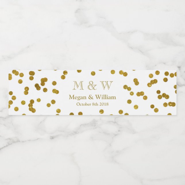 Étiquette Pour Bouteilles D'eau Étiquette de bouteille d'eau Monogram Mariage Gold (Étiquettes simples)