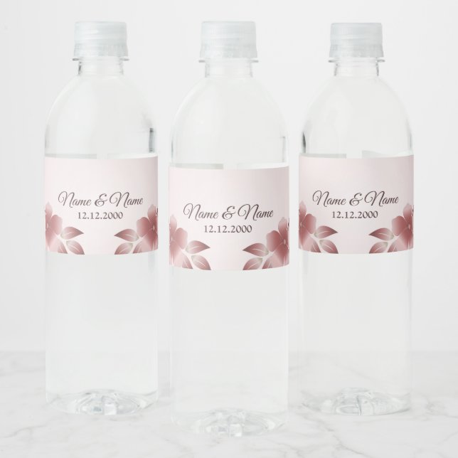 Étiquette Pour Bouteilles D'eau Étiquette de bouteille d'eau rose (Bouteilles)