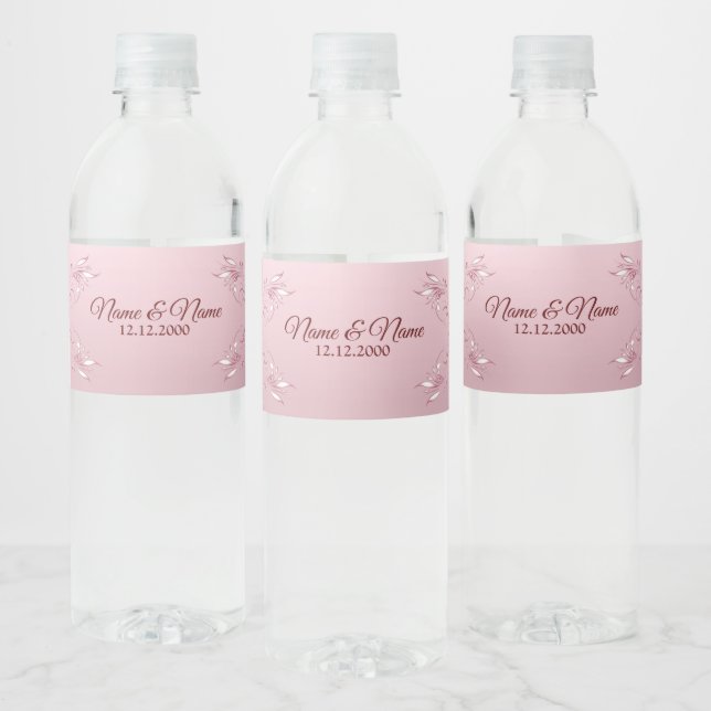 Étiquette Pour Bouteilles D'eau Étiquette de bouteille d'eau rose (Bouteilles)