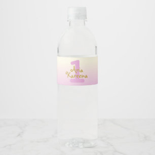 Étiquette Pour Bouteilles D'eau Étiquette de bouteille d'eau rose et or premier an